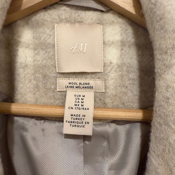 H&M Wool Blend Plaid Long Coat - Picture 4 of 5